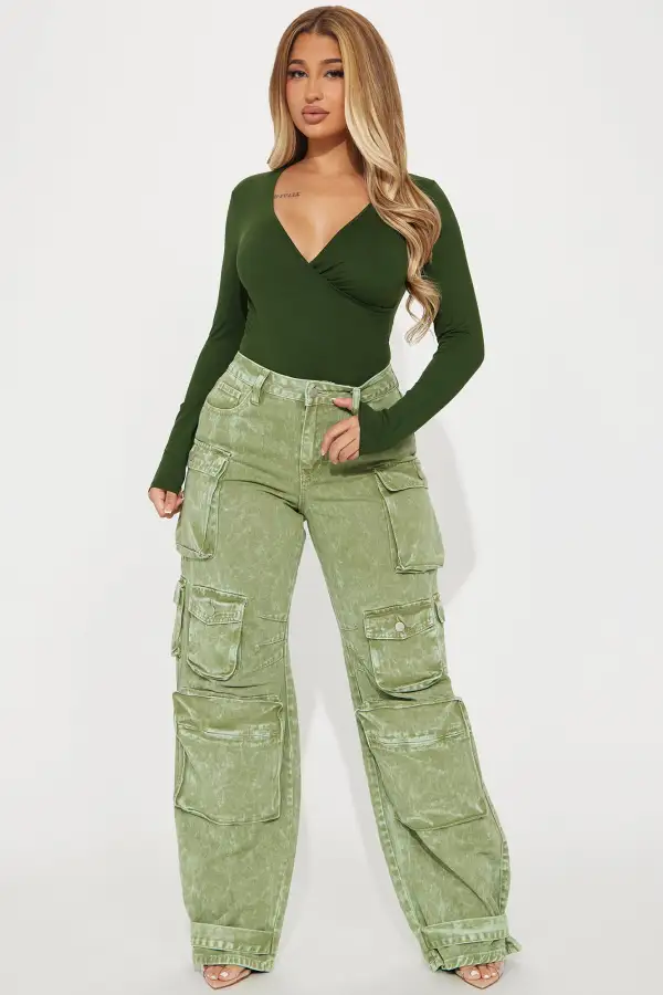 Bonnie Surplice Bodysuit - Green