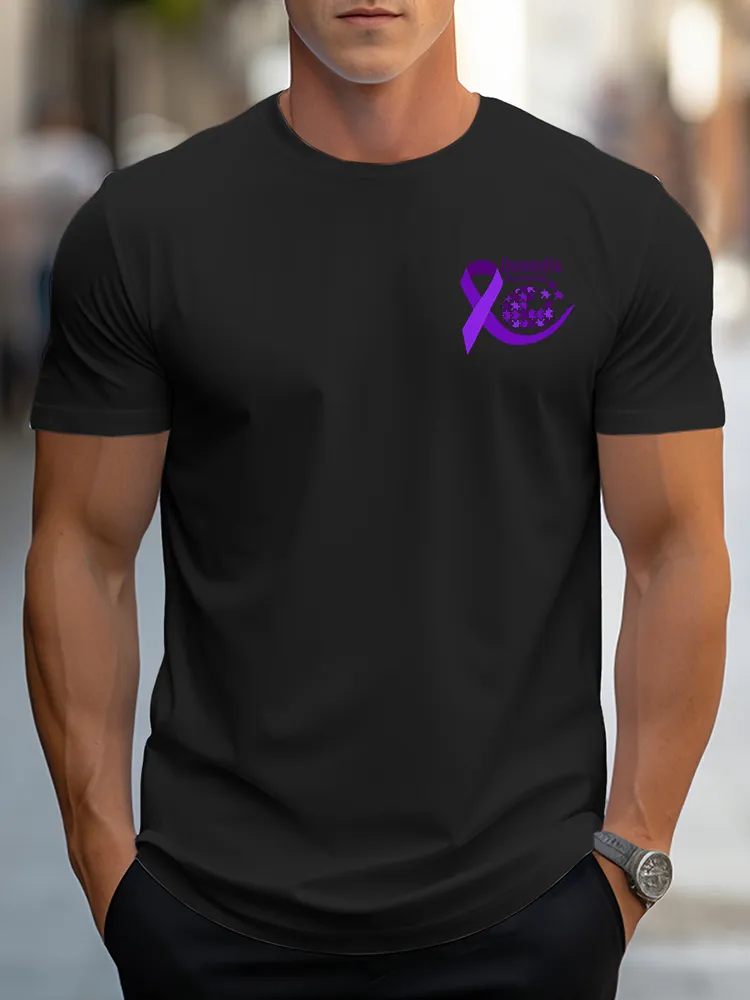 Men's T-Shir  In This Family No One Fights Alone Alzheimer's Awareness