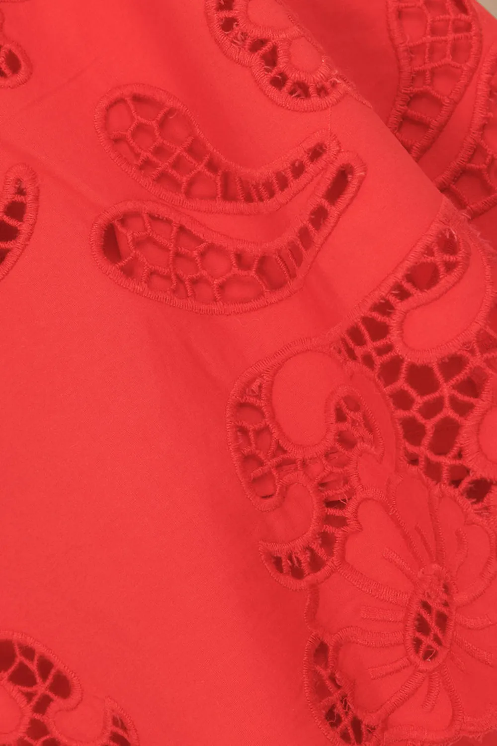 Embroidered Wrap Style Mini Skirt