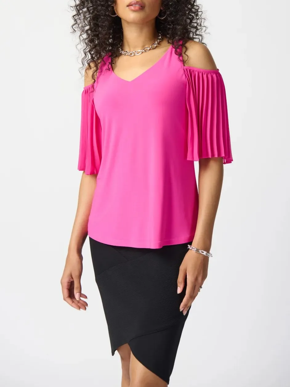 Hot Pink Cold - Shoulder Ruffled Top