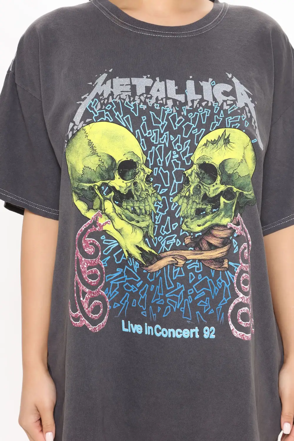Metallica Oversized Washed Tee - Charcoal