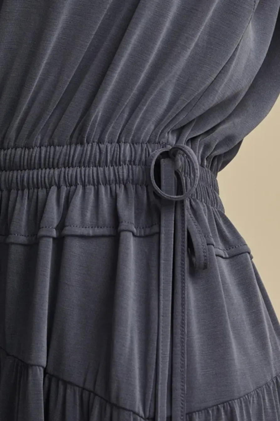 Blue Nights Sandwash Ruched Dress