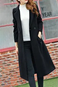 Lapel Double Button Long Coat