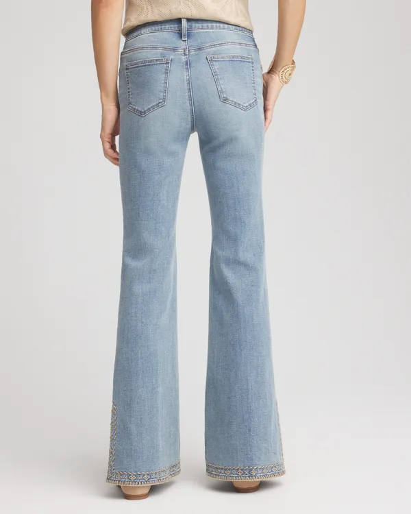 Embroidered Hem Flare Jeans