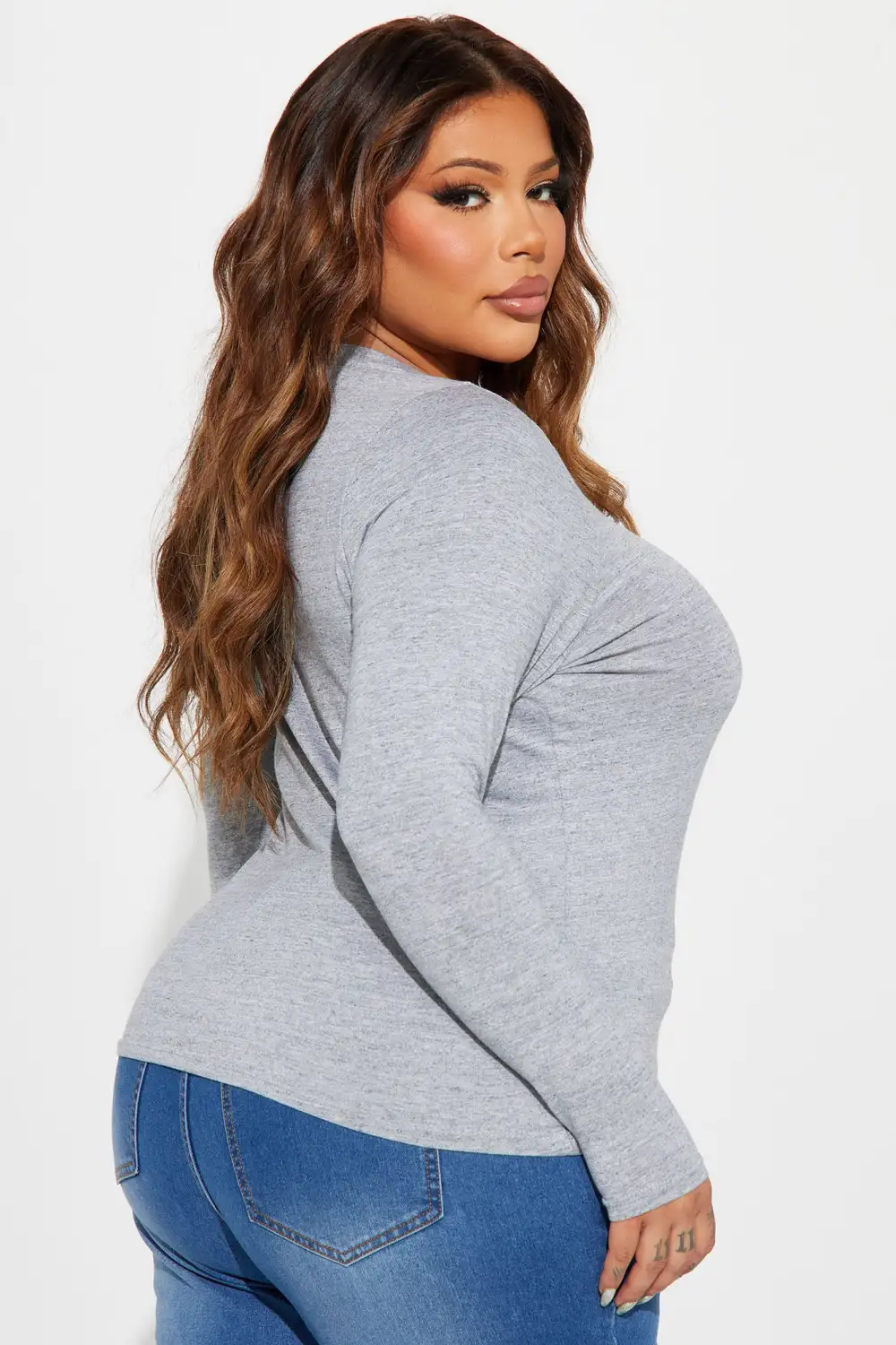 Julia Long Sleeve Top - Heather Grey