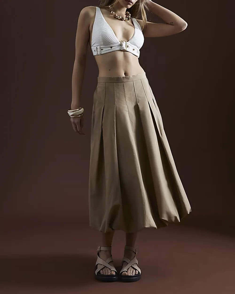 Solid Color Simple And Elegant Cotton Long Skirts