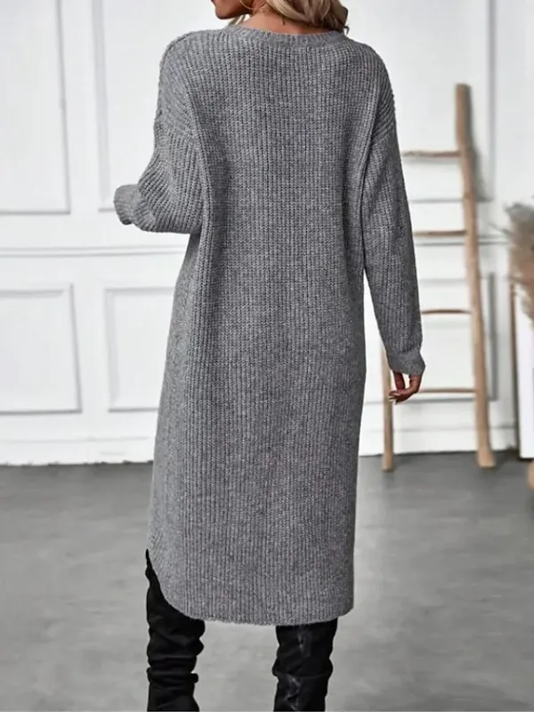 Women's Sweater Dress Knit Dress Jumper Dress Midi Dress Knitwear Warm Fashion Plain Outdoor Daily Going out Crew Neck Long Sleeve 2023 Regular Fit Black Wine Green S M L XL XXL 3XL