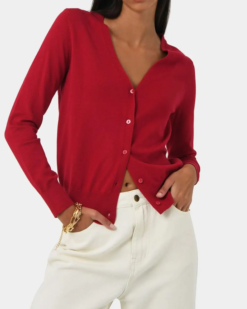 Full Sleeves V-neck Knit Cardigan