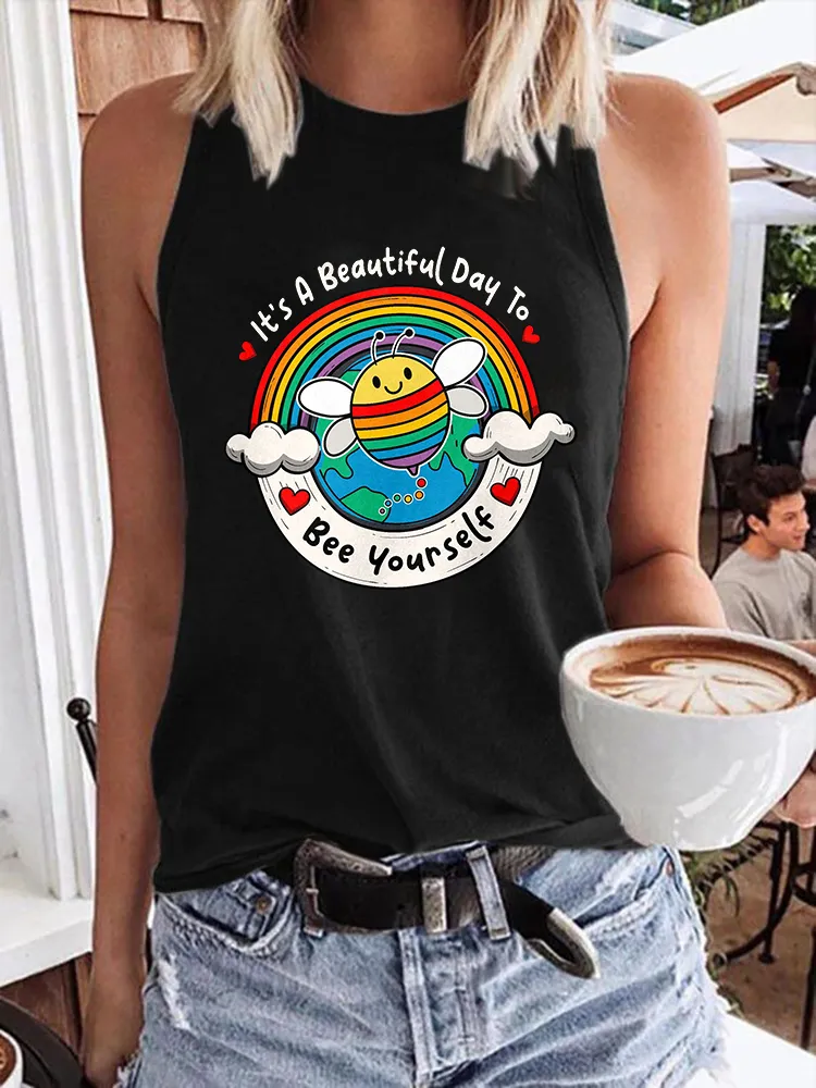Women's It'S A Beautiful Day To Be Yourself Crew Neck Vest