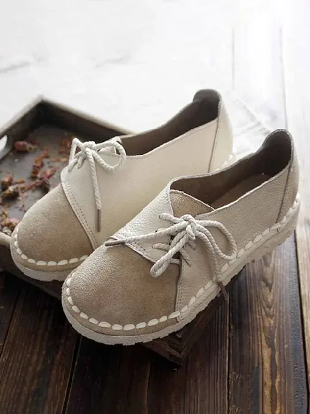 Women's Casual Vintage Round Toe Flats All Season Shoes