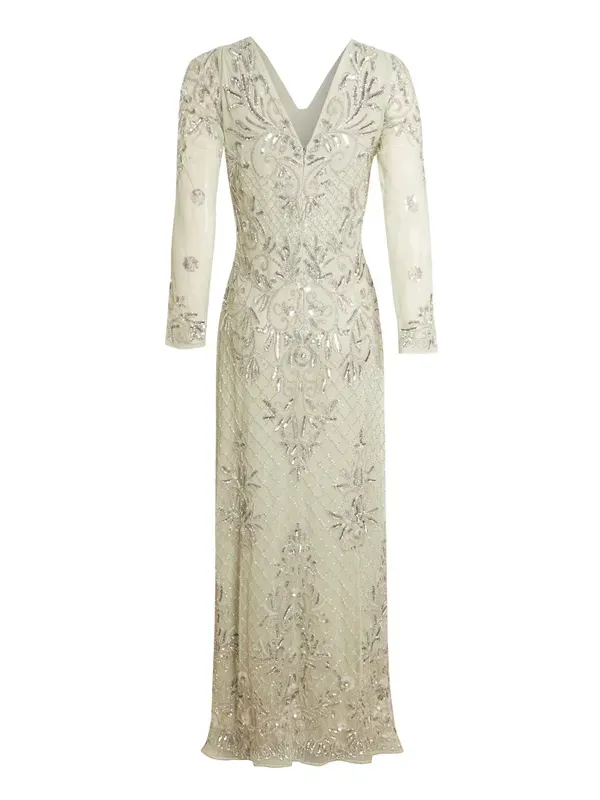 Floral Mint Green Plain Dress Long Dress