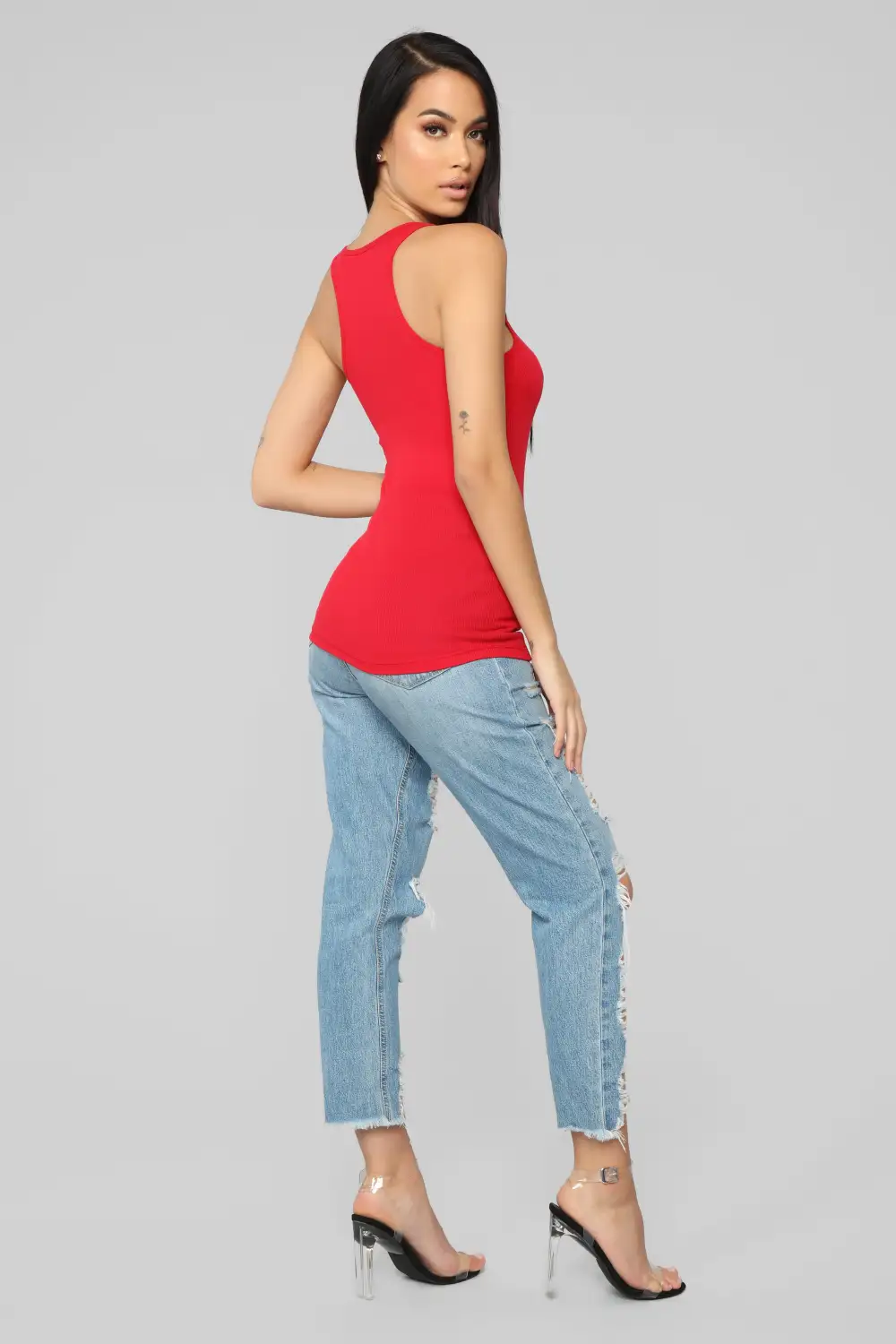Zoey Racer Back Tank - Red
