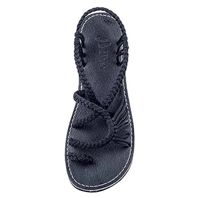 Women's Sandals Boho Bohemia Beach Platform Sandals Orthopedic Sandals Bunion Sandals Outdoor Daily Beach Summer Flat Heel Open Toe Classic Casual Minimalism Satin Loafer Color Block grey+green Black