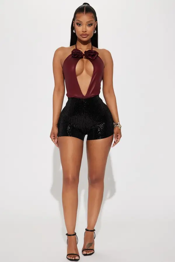 Carmelita Cut Out Bodysuit - Wine