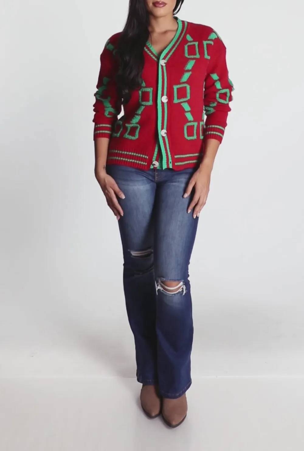 V-Neck Drawstring Cardigan