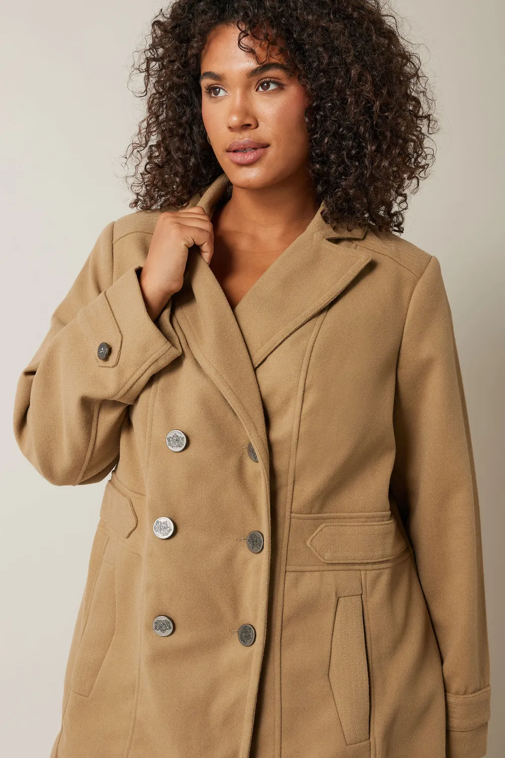Evans Camel Tailored Mid Length Coat