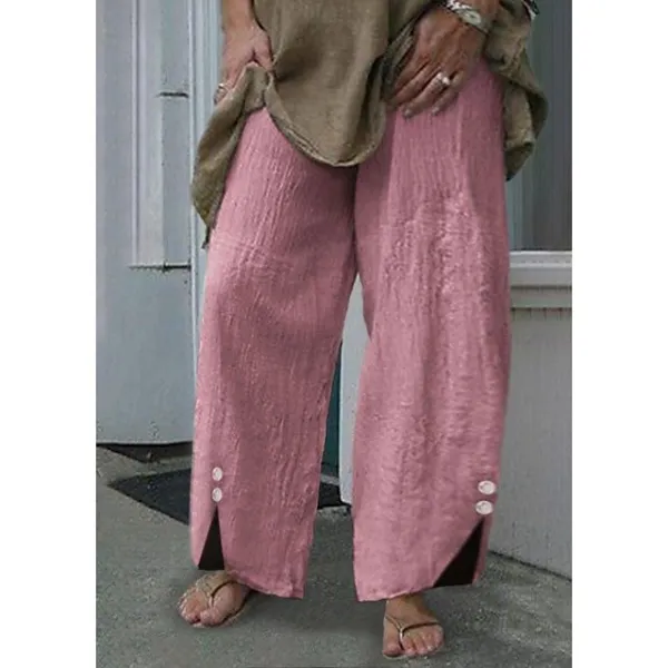 Women's Wide Leg Pants Trousers Baggy Ankle-Length Cotton Blend Baggy Basic Casual Daily Vacation Dark Khaki Black S M Spring Fall