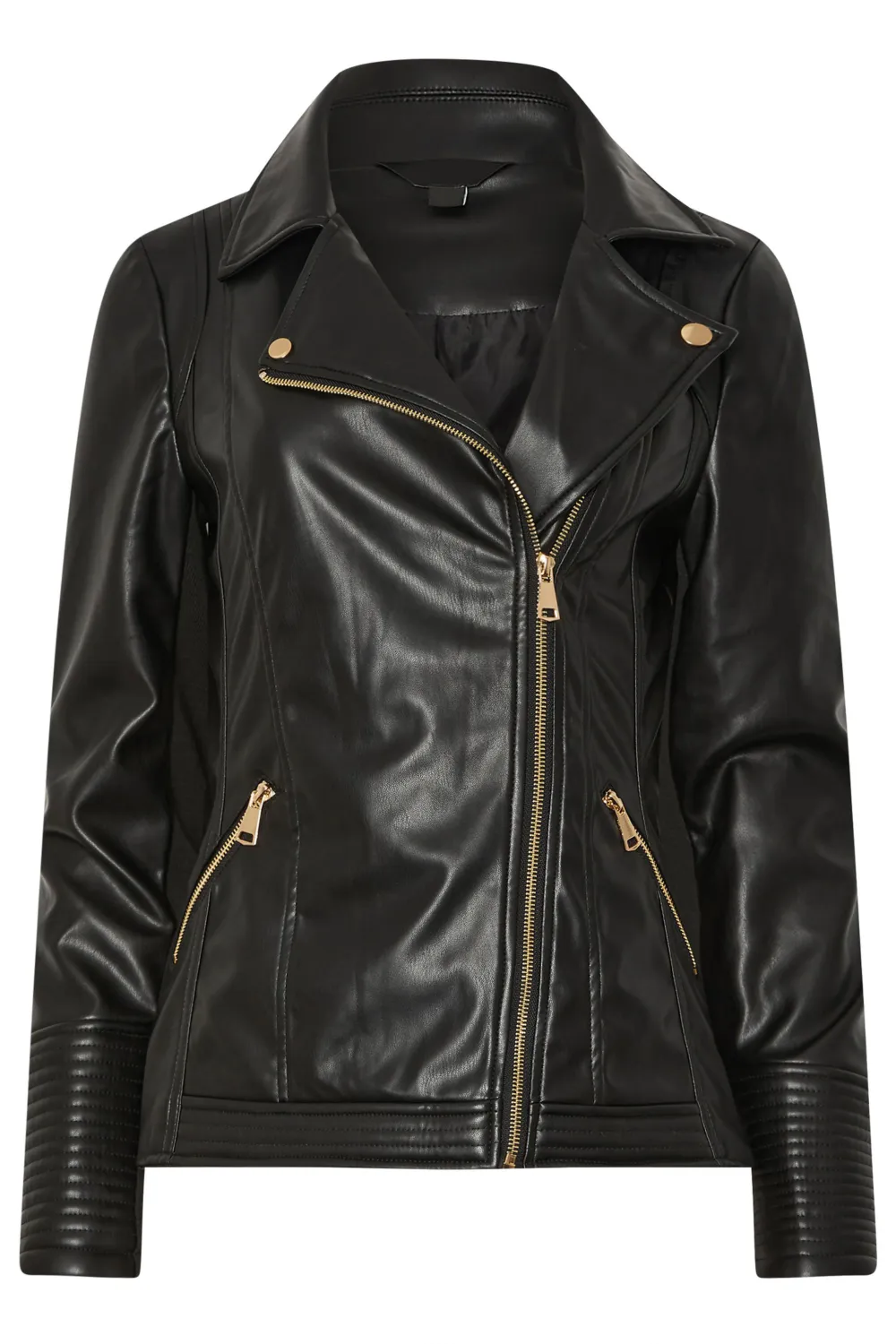 Black Faux Leathe Biker Style Jacket