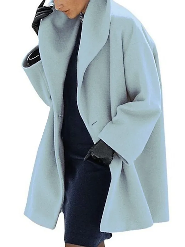 Women's Coat Regular Hooded Coat Camel Green White Black Gray Basic Essential Street Fall Lapel Regular Fit S M L XL XXL XXXL / Daily / Casual / Solid Color / Winter