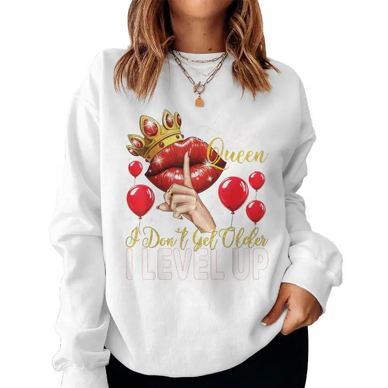 Aries Queen I Don't Get Older I Level Up Birthday Queen Women Sweatshirt