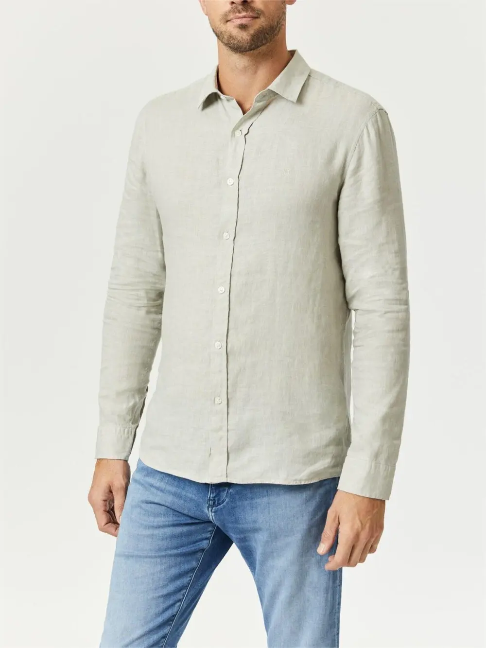 Light Beige Button - Front Men's Shirt