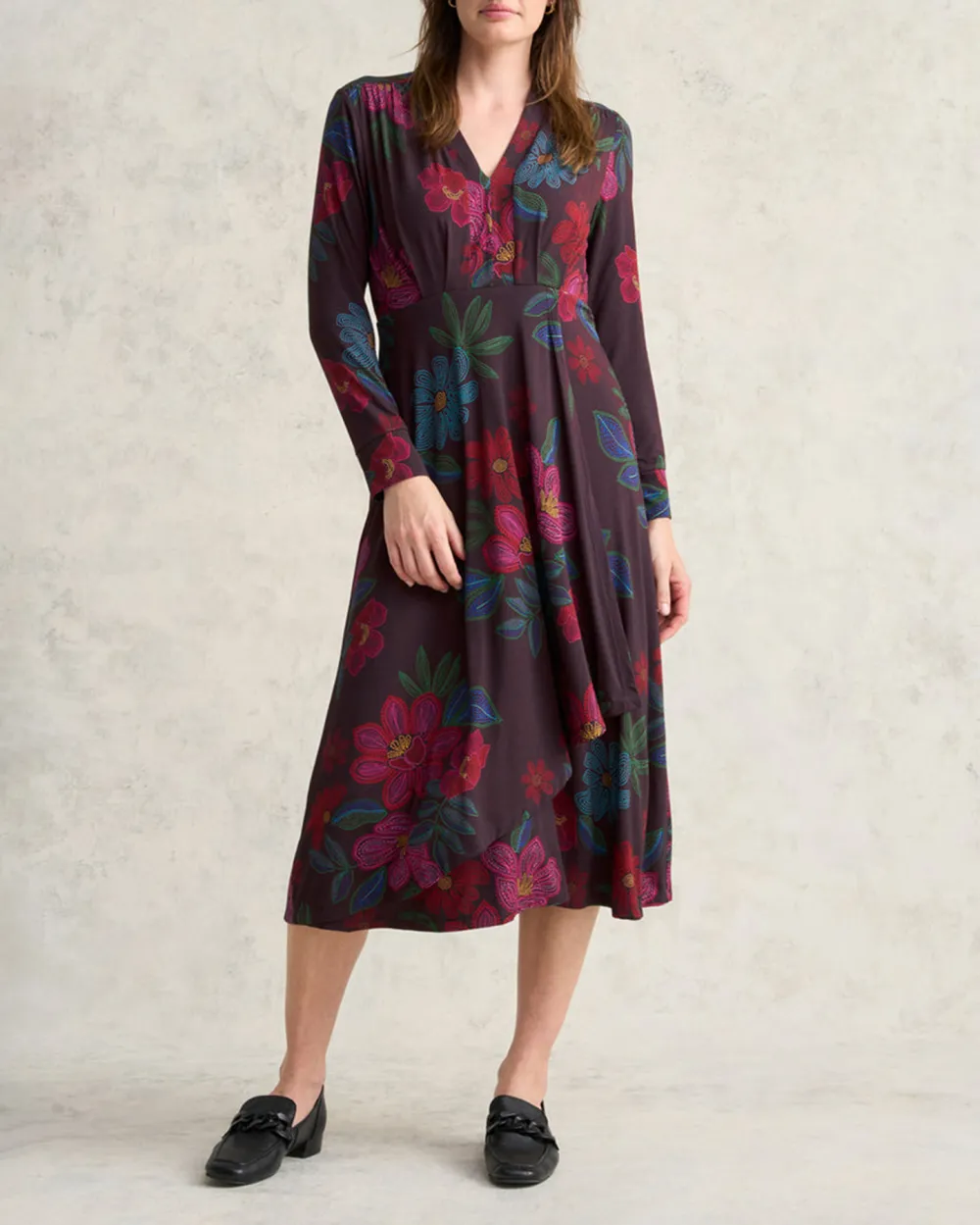 Printed Jersey Midi Dress