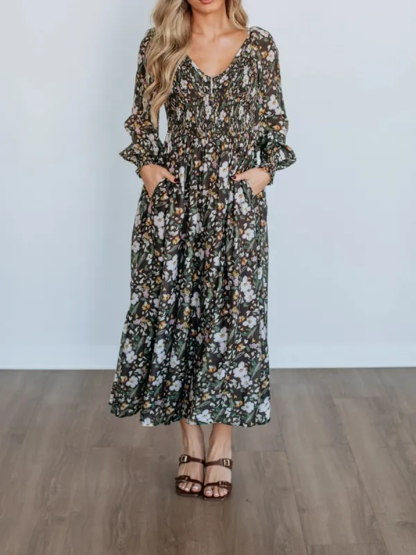 Bohemian Floral Midi Dress
