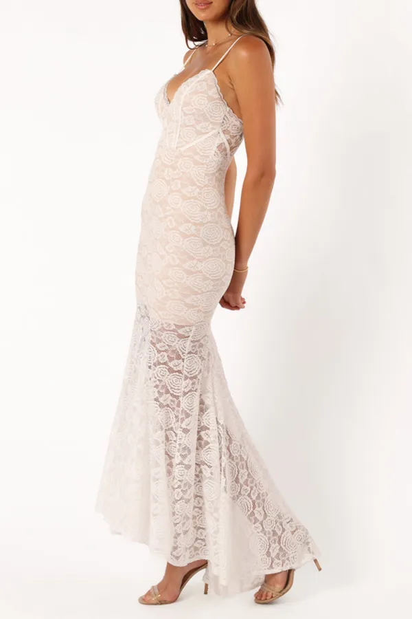 WHITE GAUZE LACE DRESS