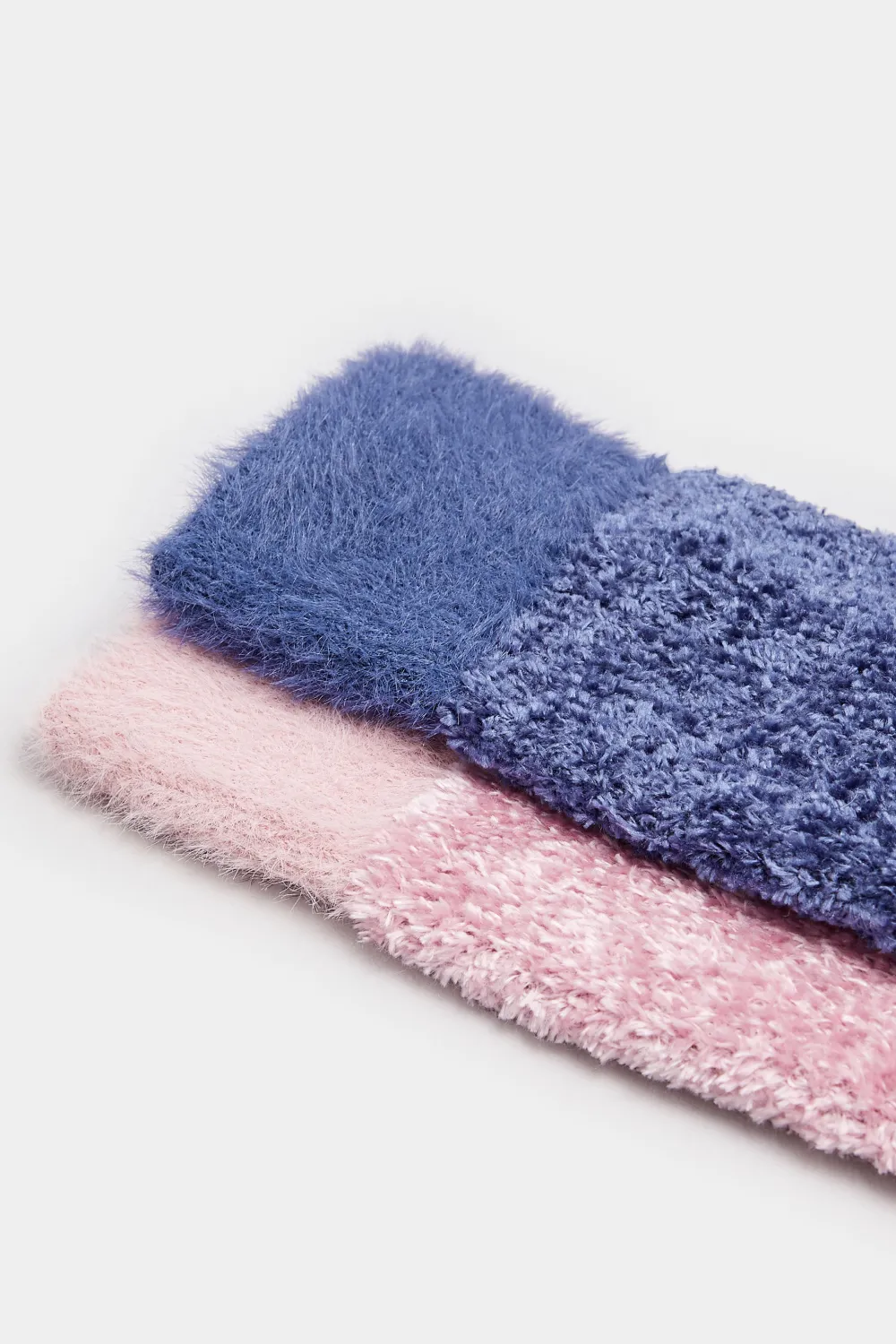 2 PACK Blue & Pink Velvet Chenille Ankle Socks