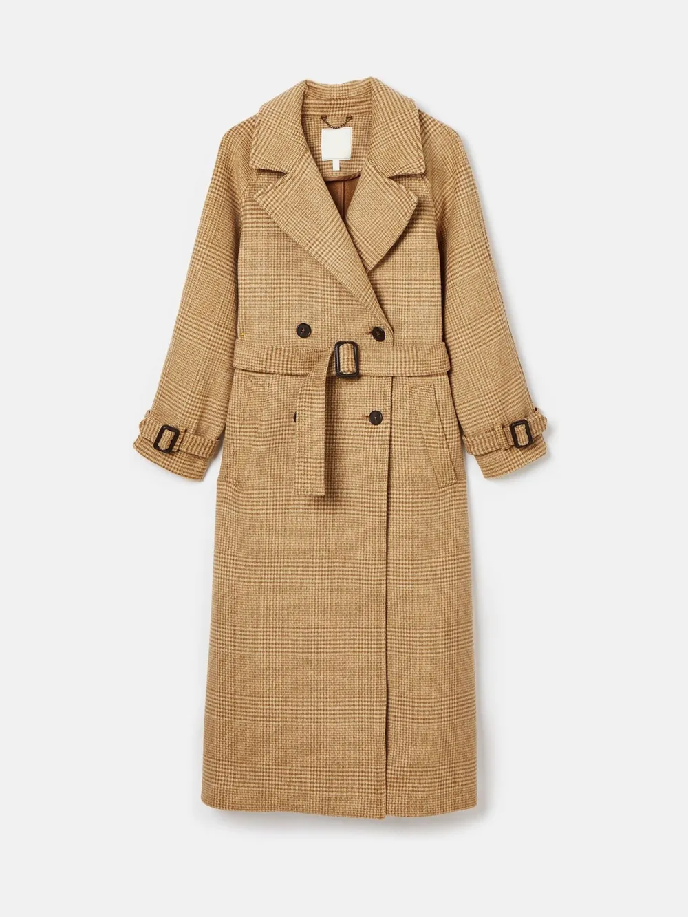 Tan Brown Longline Wool Blend Coat