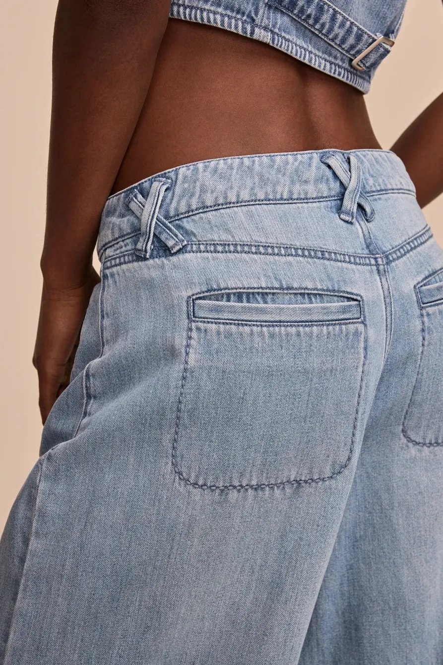 Light Wash Denim Flip Side Wash Palazzo