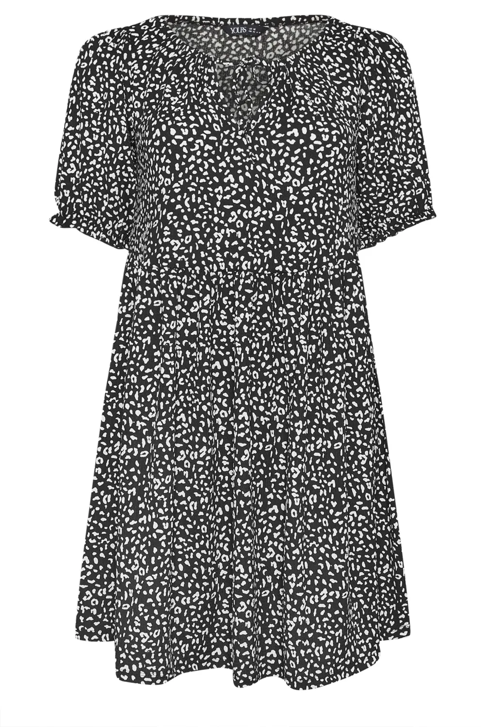 YOURS Curve Black Leopard Print Textured Mini Dress