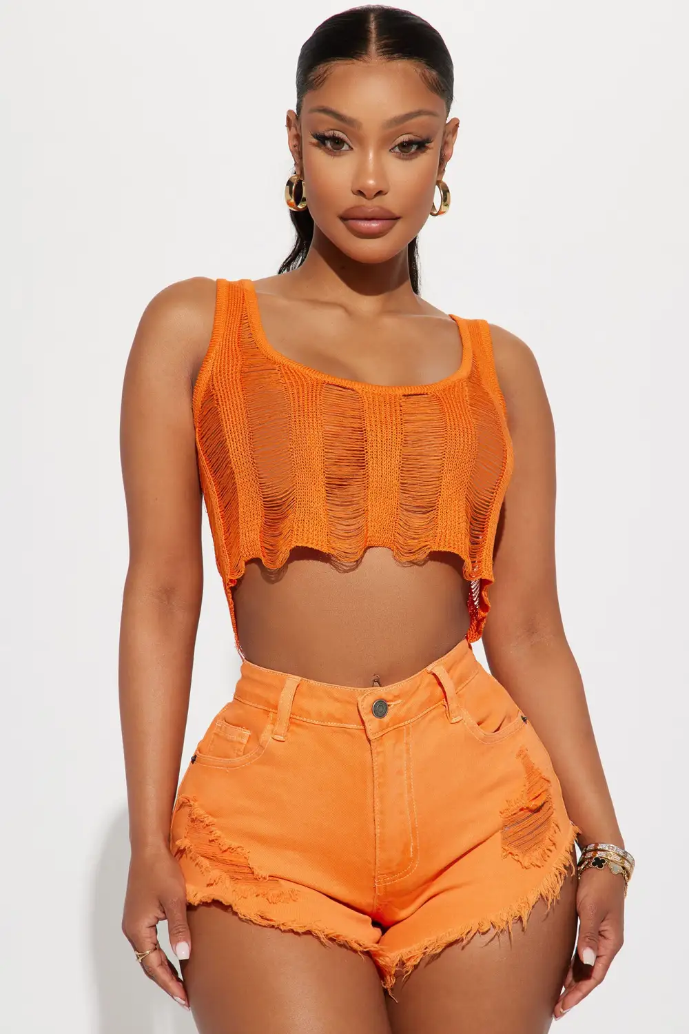 Bold Type Sweater Tank Top - Orange