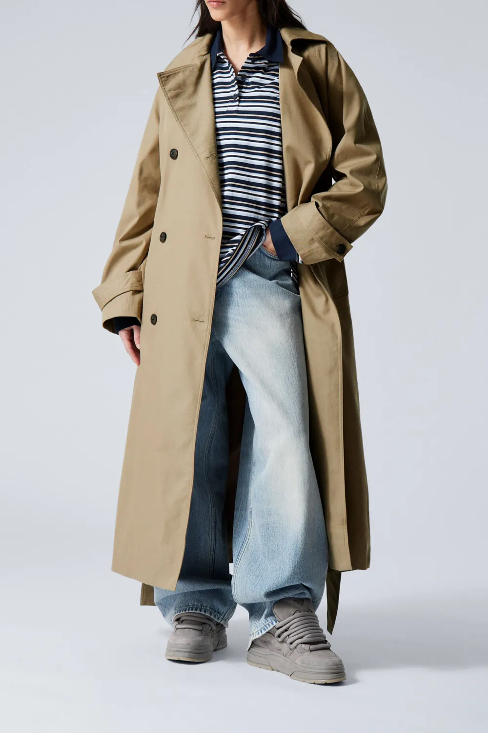 Tied Button Up Long Coat