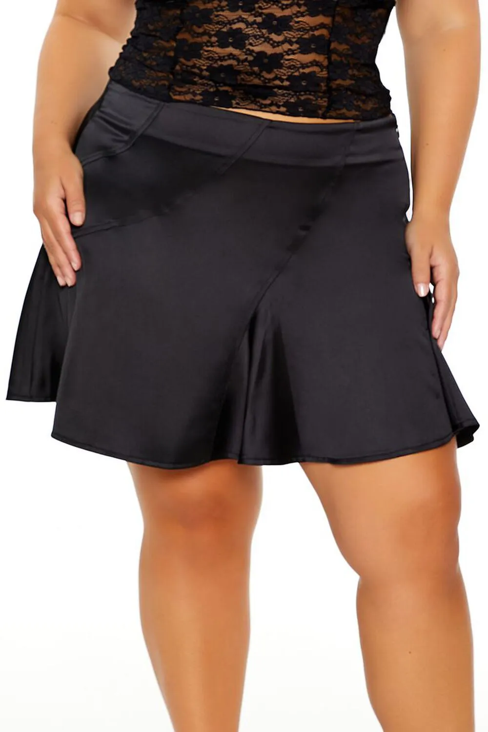 Plus Size Satin Mini Skirt