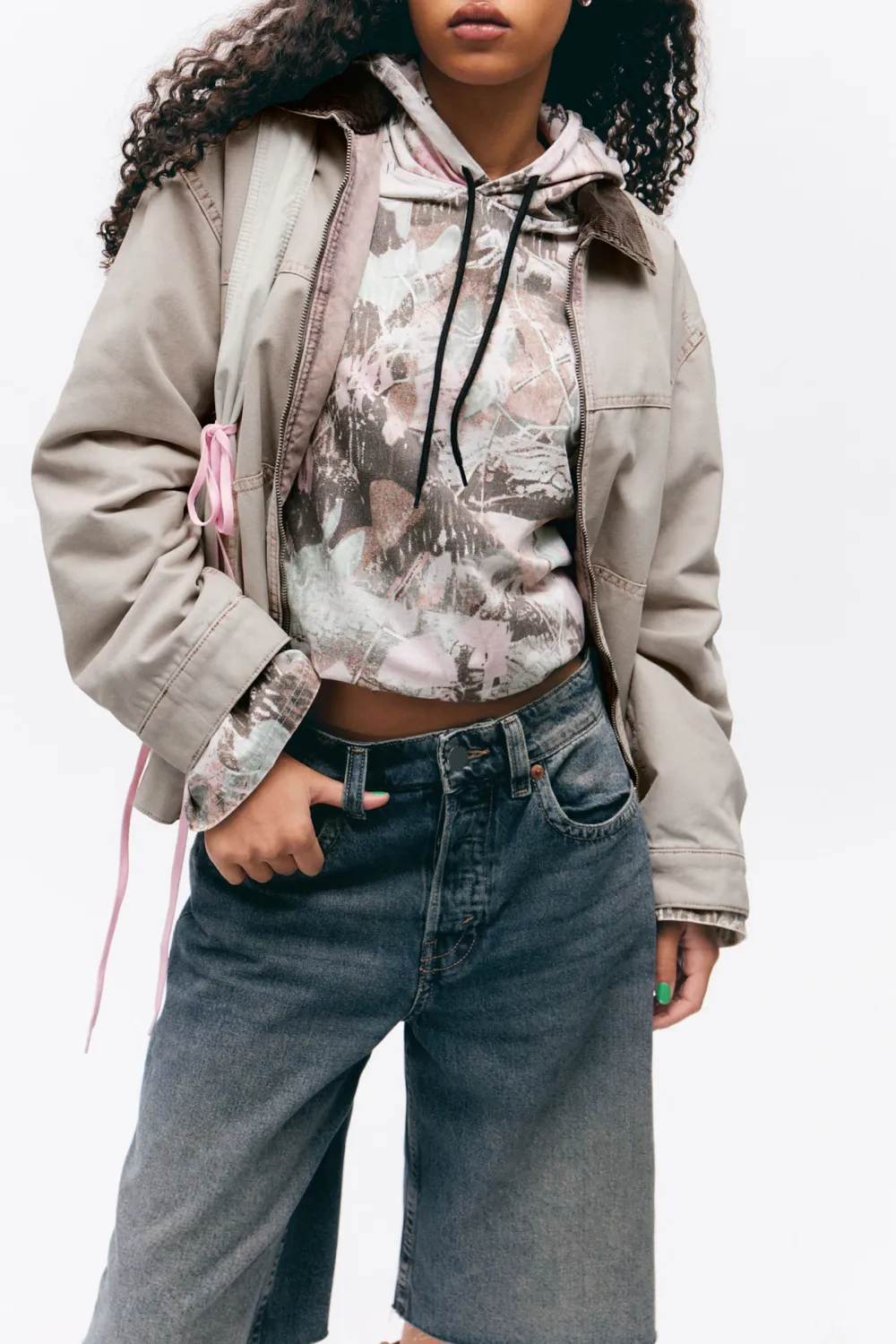 Zip Up Drop Shoulder Jacket