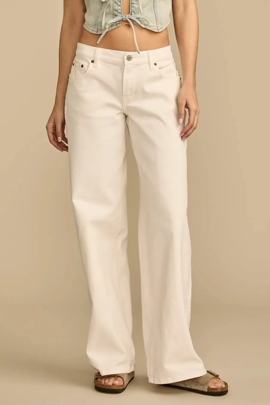 White Lies Wash Mid Rise Sweet Wide Leg