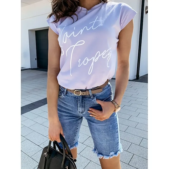 Women's Jeans Distressed Jeans Denim Blue Mid Waist Fashion Casual Weekend Tassel Fringe Side Pockets Micro-elastic Knee Length Comfort Plain S M L XL XXL