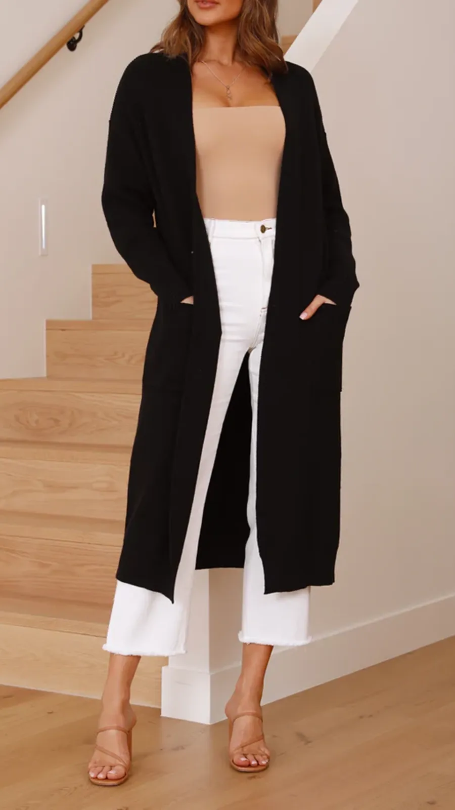 Solid Color Long Knitted Coat
