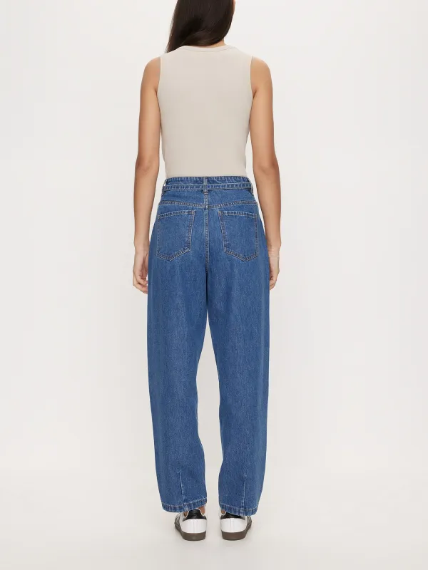 Dark-Colored Drawstring Jeans