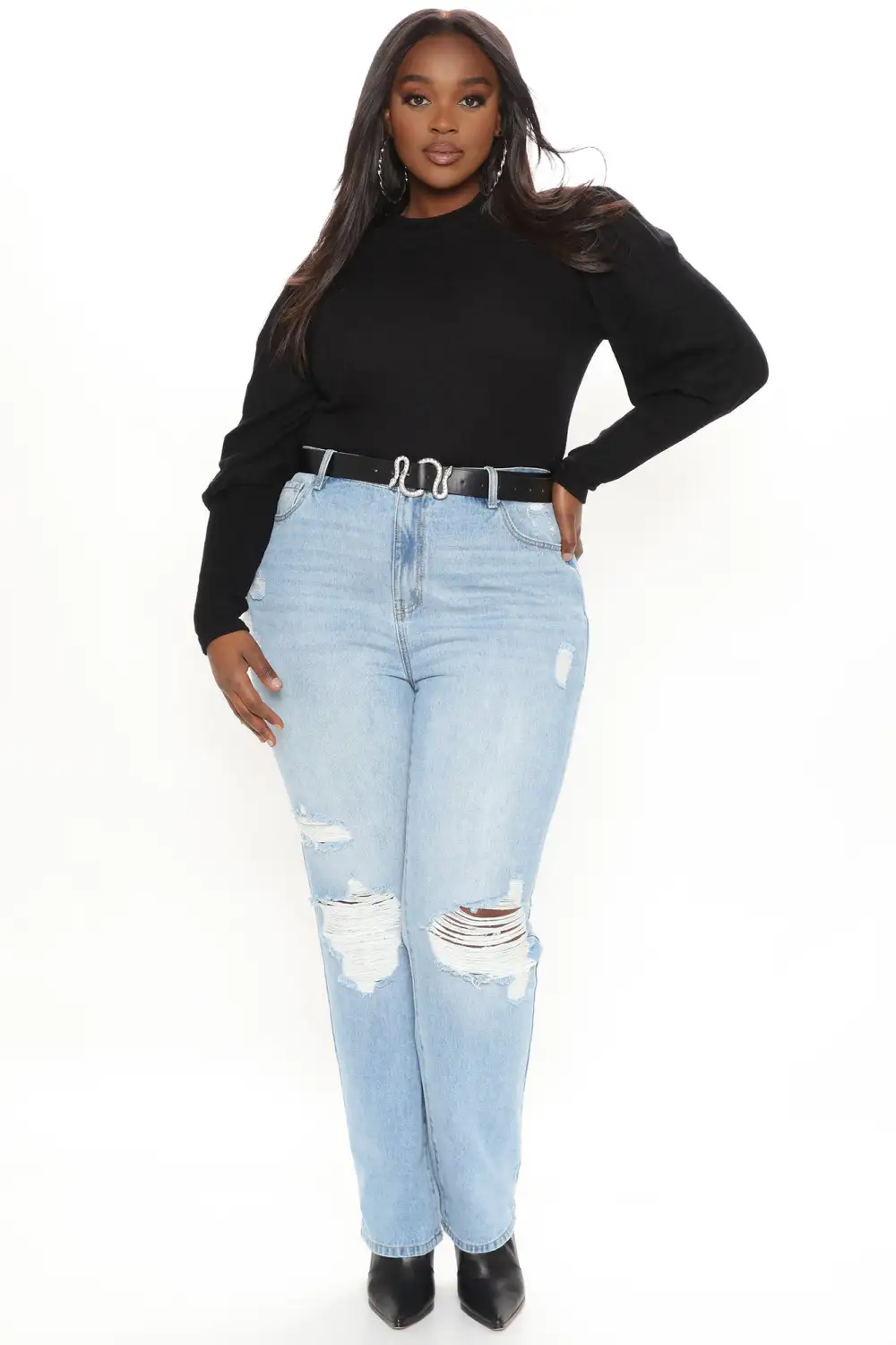 Evermore Balloon Sleeve Top - Black