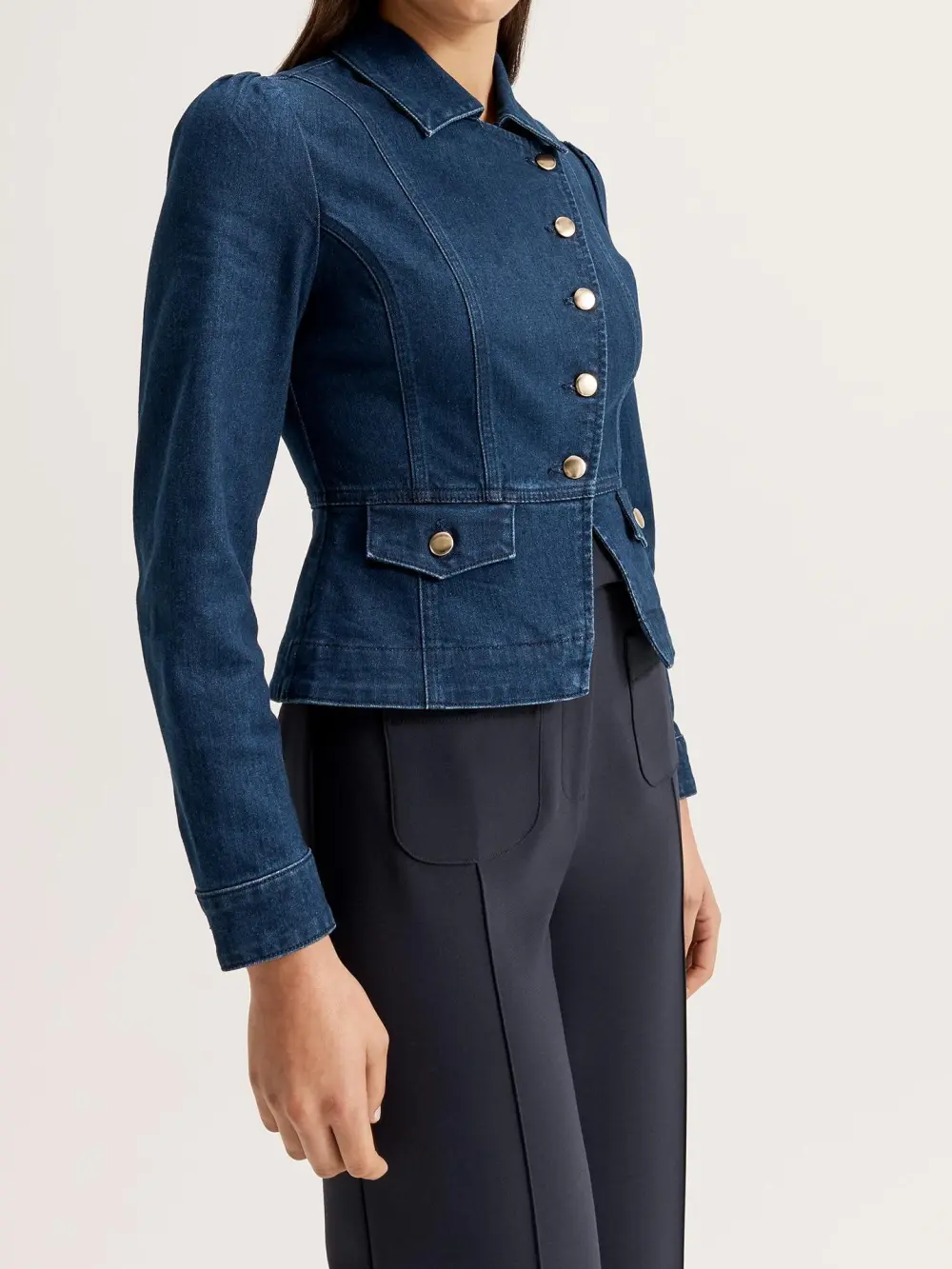 Button Front Pockets Denim Jackets