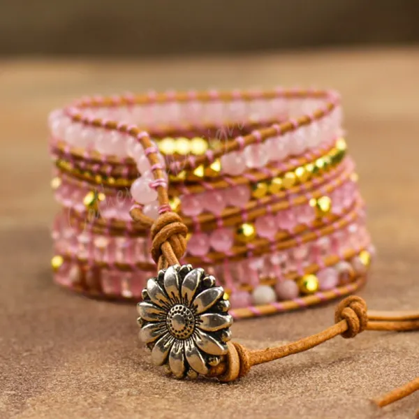 Natural Rose Quartz Bracelet-Grounding Gemstone Bracelet-Healing Stone Anxiety Bracelet-Inner Peace Calming Balancing Meditation Bracelet