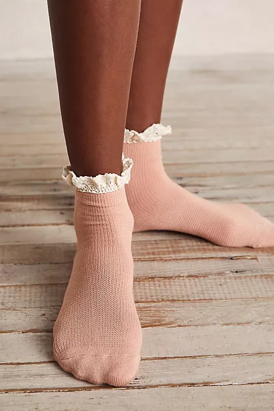 Waffle Knit Ankle Socks White