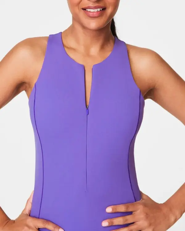 Vibrant Lilac Zip Front Dress