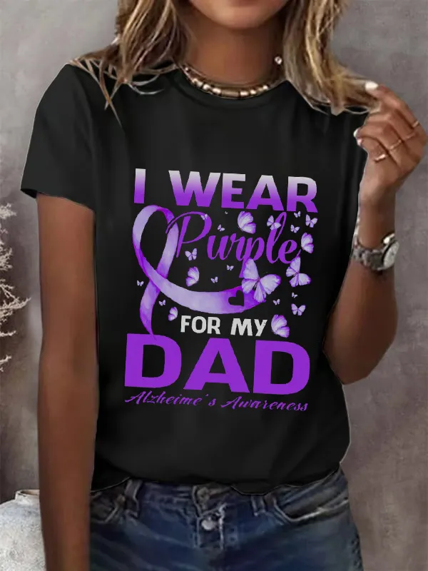 I Wear Purple For My DAD Alzheimer'S Awareness T-Shirt