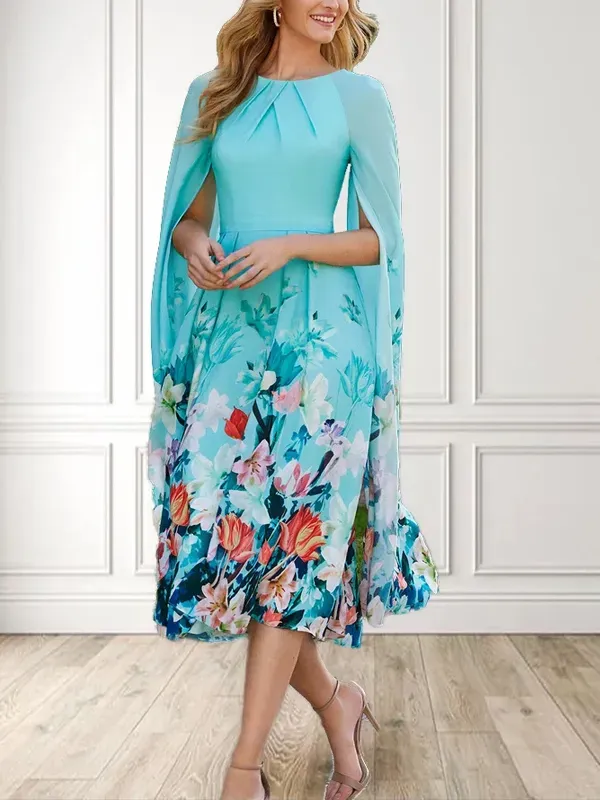 Floral Regular Fit Elegant Midi Dress