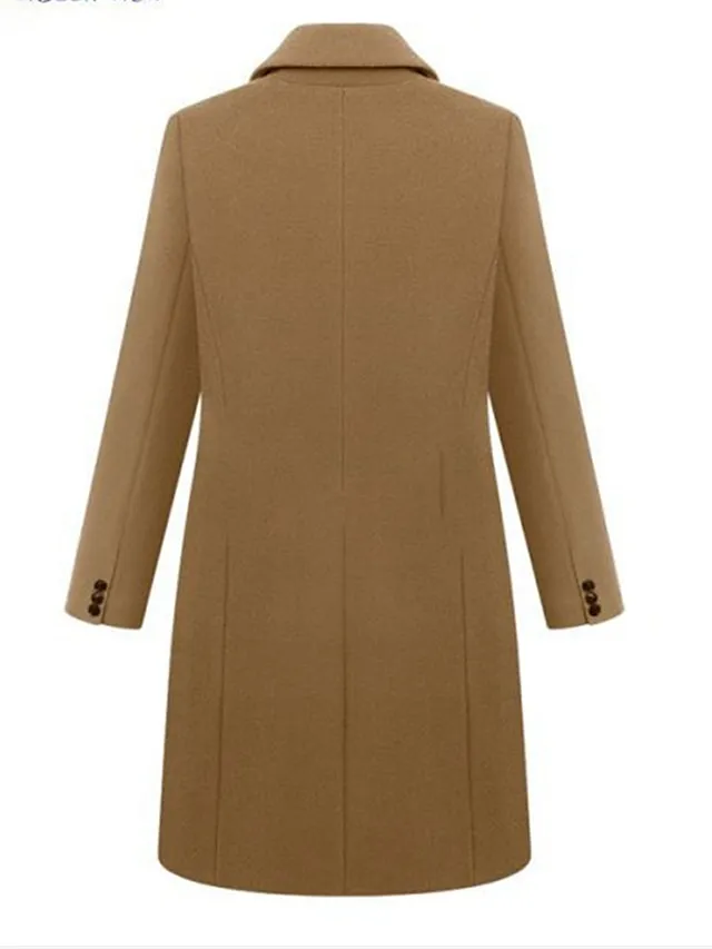 Women's Overcoat Fall Double Breasted Long Coat Thermal Warm Windproof Trench Coat Winter Coat Pea Coat Daily Wear Vacation Stylish Chic & Modern Jacket Long Sleeve Slim Fit Black