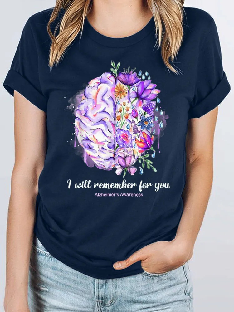 Women's I Wear Purple For My Family Alzheimer's Awareness Tee