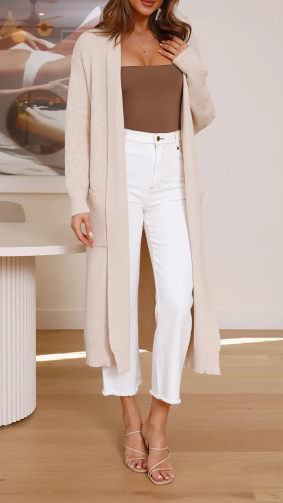 Solid Color Long Knitted Coat